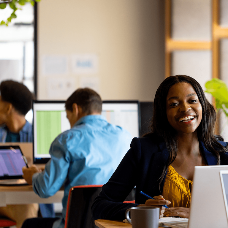 Woman in front of laptop