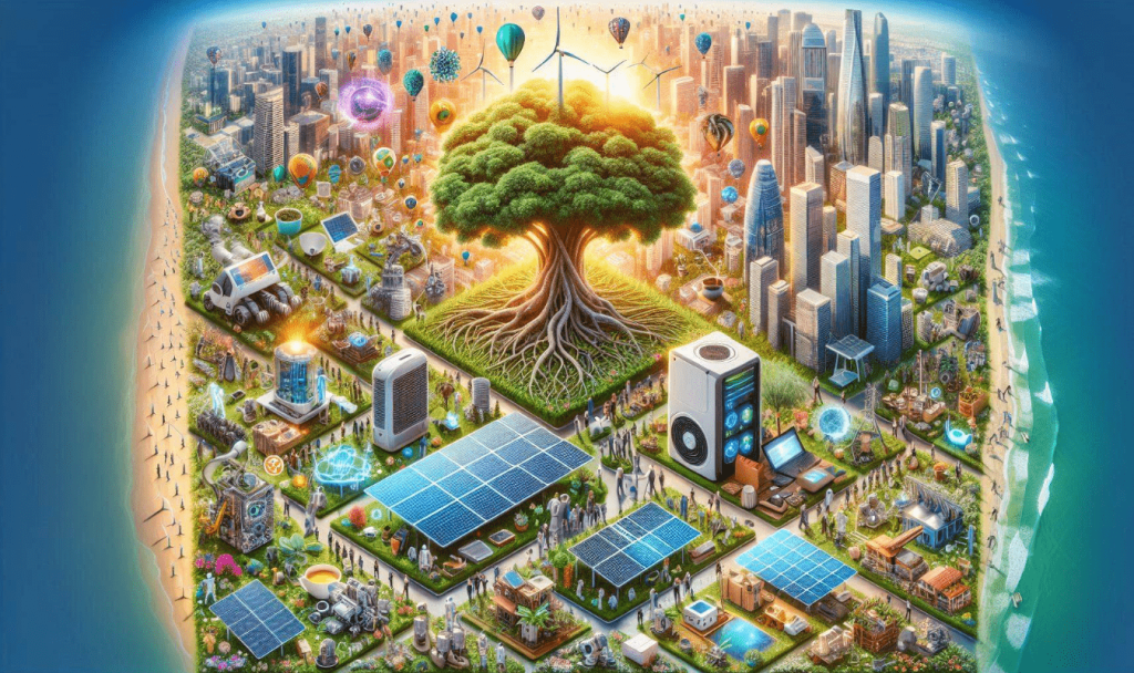 Image showing a large banyan tree at the center of technology and and environment