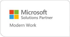Microsoft Solutions Partner badge for Modern Work, displaying the Microsoft logo and the Modern Work competency.